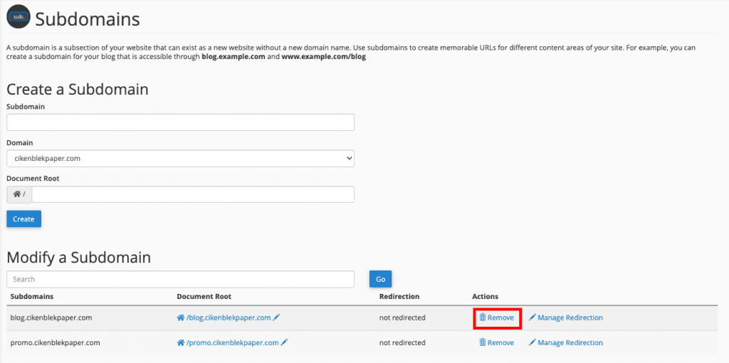 apa itu subdomain remove