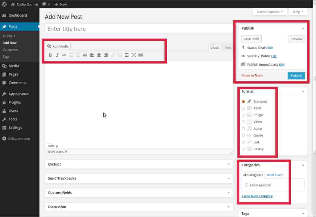 Membuat postingan dashboard WordPress