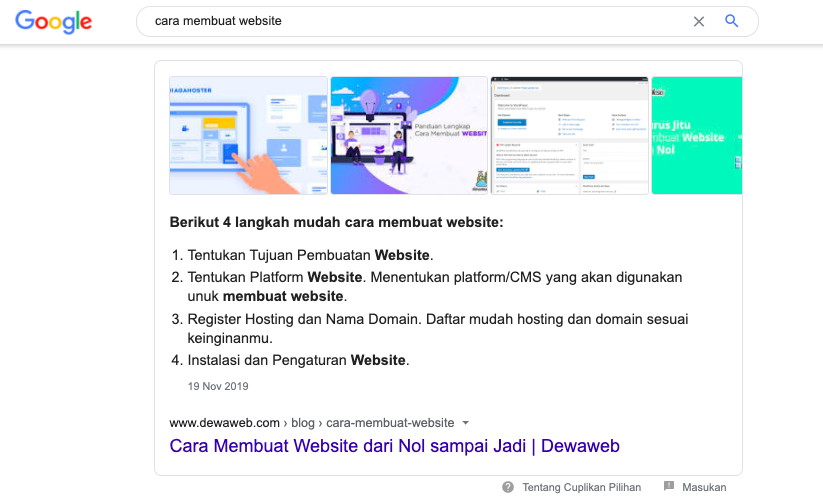 contoh artikel seo dewaweb menduduki ranking peringkat nol google