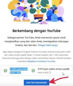 cara monetisasi youtube - daftar adsense