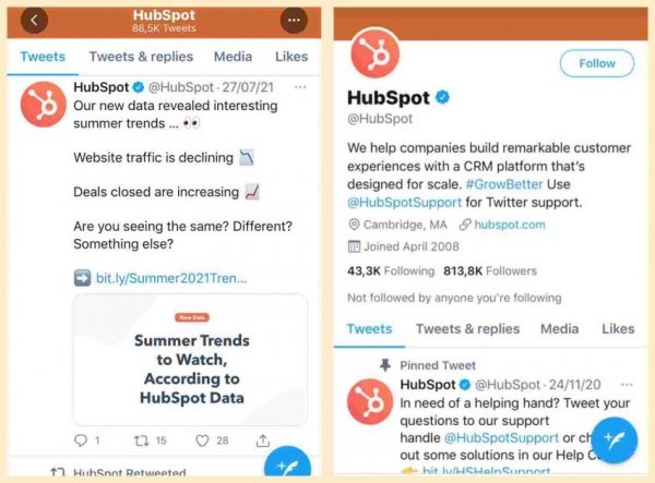 contoh konten marketing social media - twitter hubspot