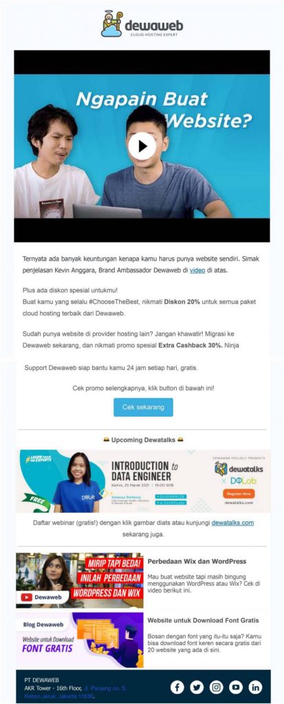 contoh newsletter dewaweb