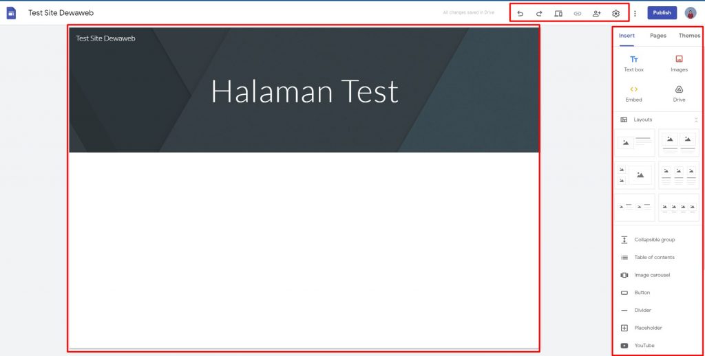 Mengenal Editor Google Sites