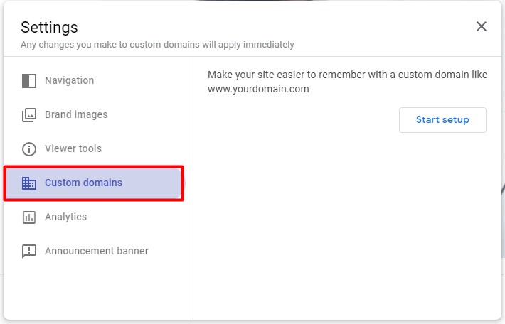 custom domain google sites