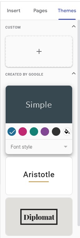 Tema di Google Sites